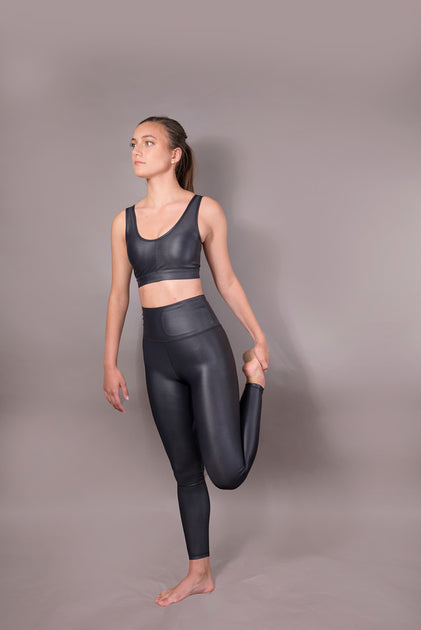 YUCO High-Rise Liquid Leggings - High Waisted Faux Leather Workout