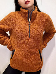 Sherpa Fleece Pullover in Caramel - YUCO 
