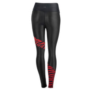 YUCO mid-rise 7/8 liquid leggings in black and red zebra print