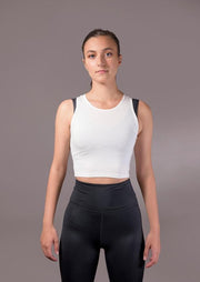 Fit cropped tank in creamy white - YUCO 